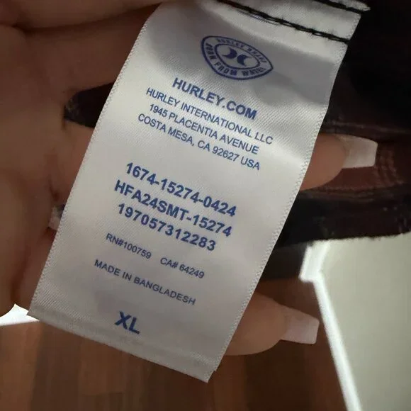 NWT Mens Hurley Medium Weight Flannel Button Down Shirt Orange Black Extra Large - Picture 3 of 7